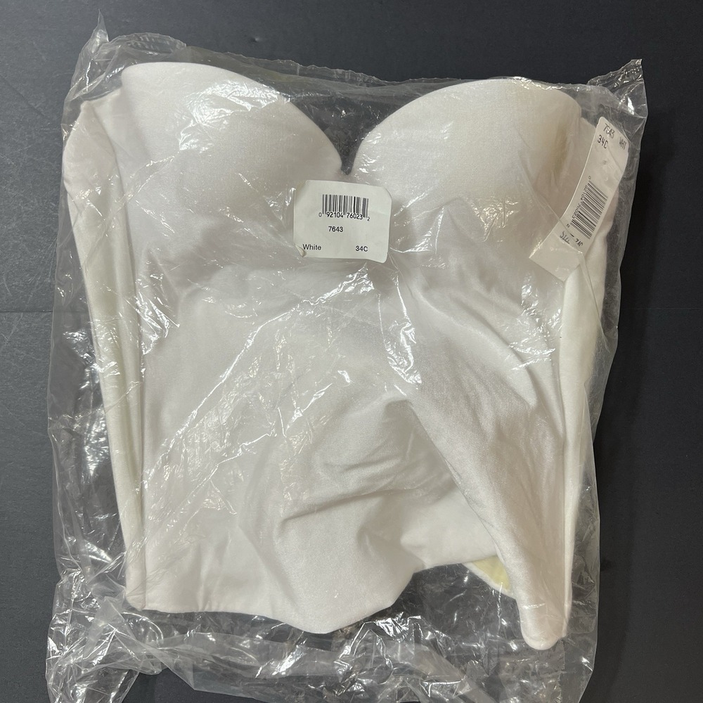 David's Bridal Corset Bustier Bra 34C 34 C White Push Up Sexy #7643 Wedding Prom